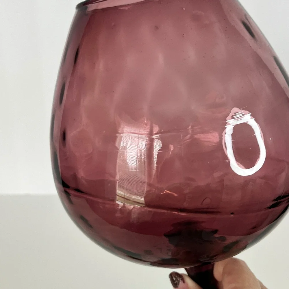 Amethyst Purple Hand Blown empoli Glass Oversized Brandy Snifter Vase‎ 9.5 Inch